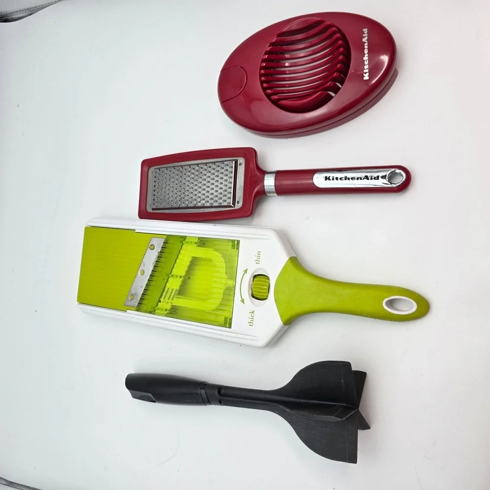 KitchenAid Egg Slicer Grater Mandoline Vegetable Slicer Meat Masher Bundle 4pc